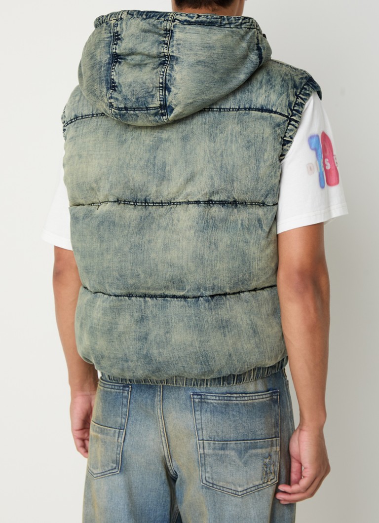 Diesel W-mons wattierte Weste mit Kapuze und Logo