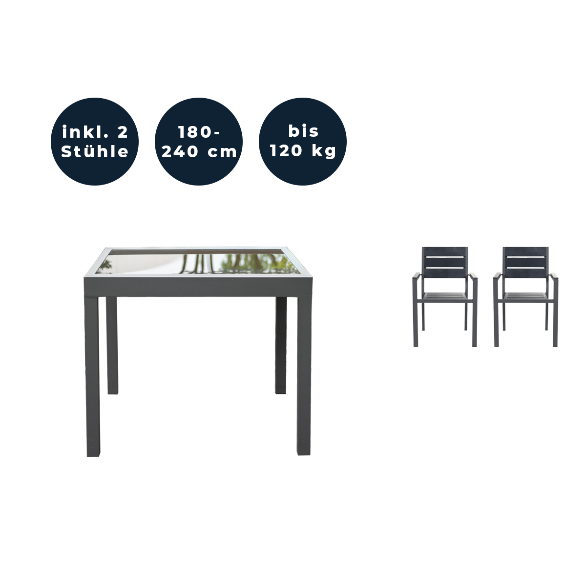 Home Deluxe Sitzgruppe VERANO MADERA 2 Stühle