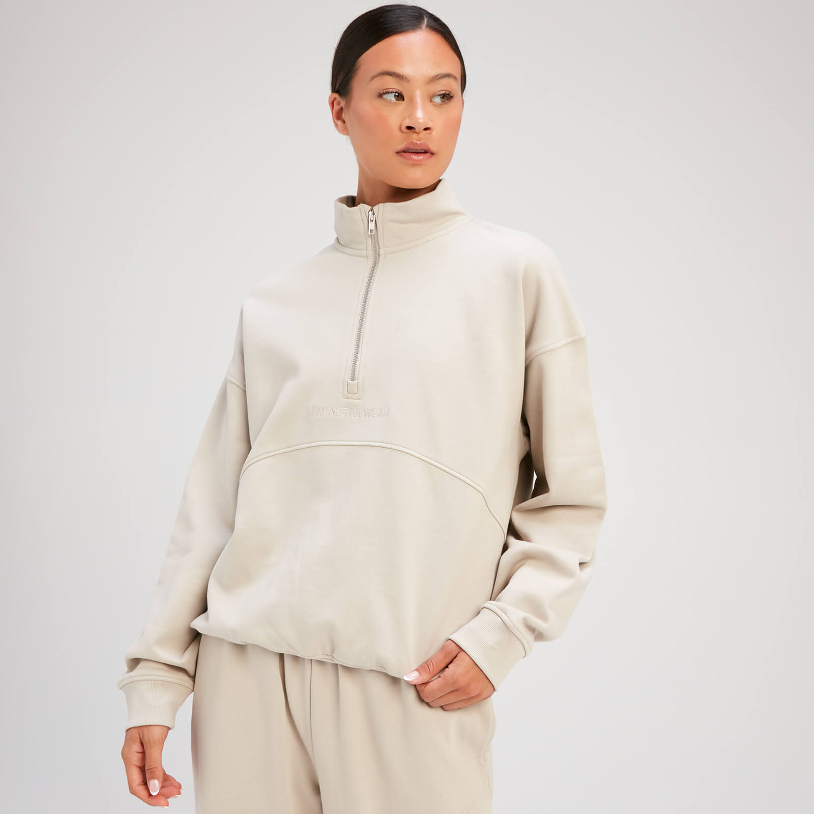 Sweat à fermeture éclair ¼ MP Rest Day pour femmes – Gris toile