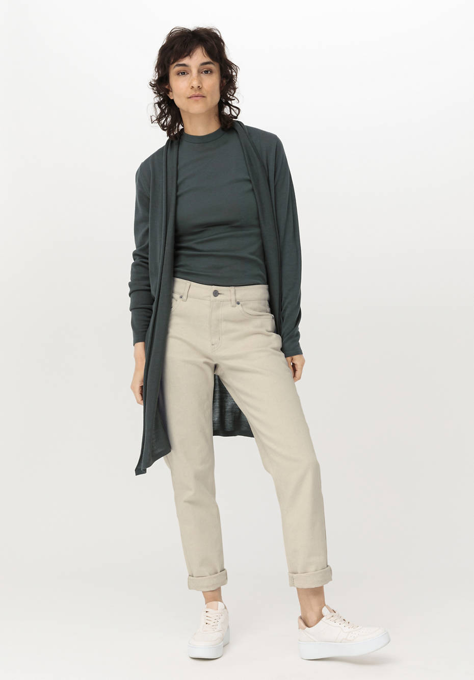 Long Strickjacke aus reiner Bio-Merinowolle