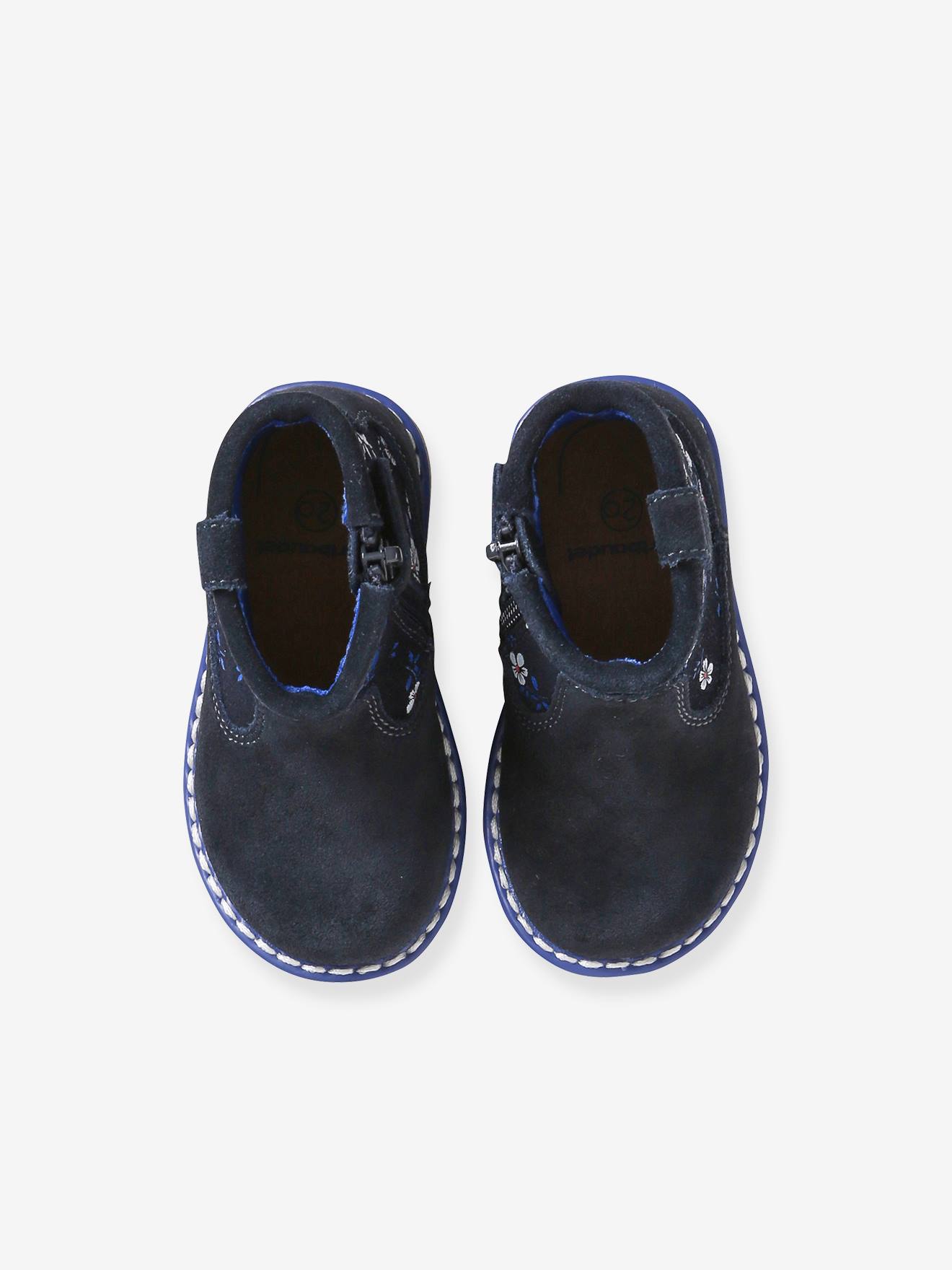 Vertbaudet Baby Boots mit Reißverschluss - blau bedruckt
