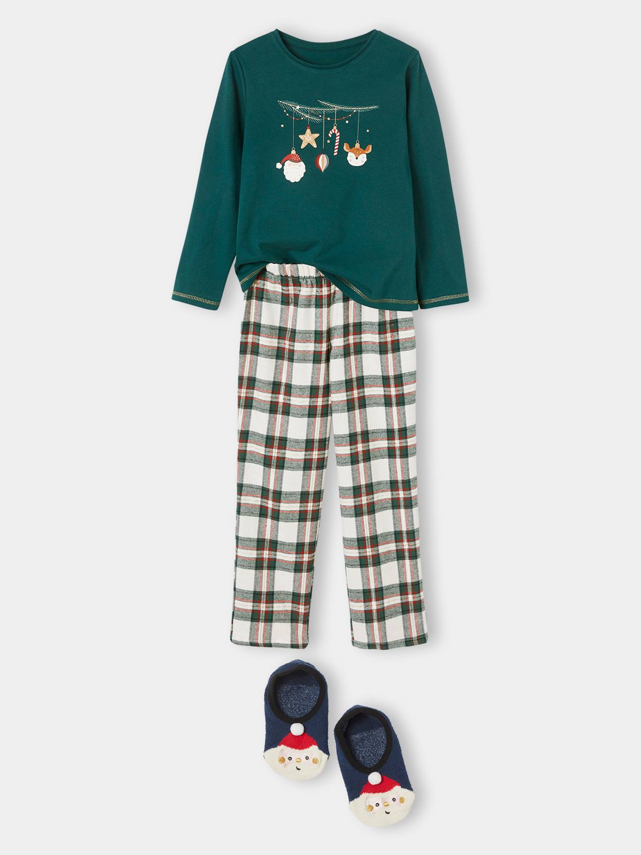 Coffret Noël pyjama + chaussettes fille vert sapin