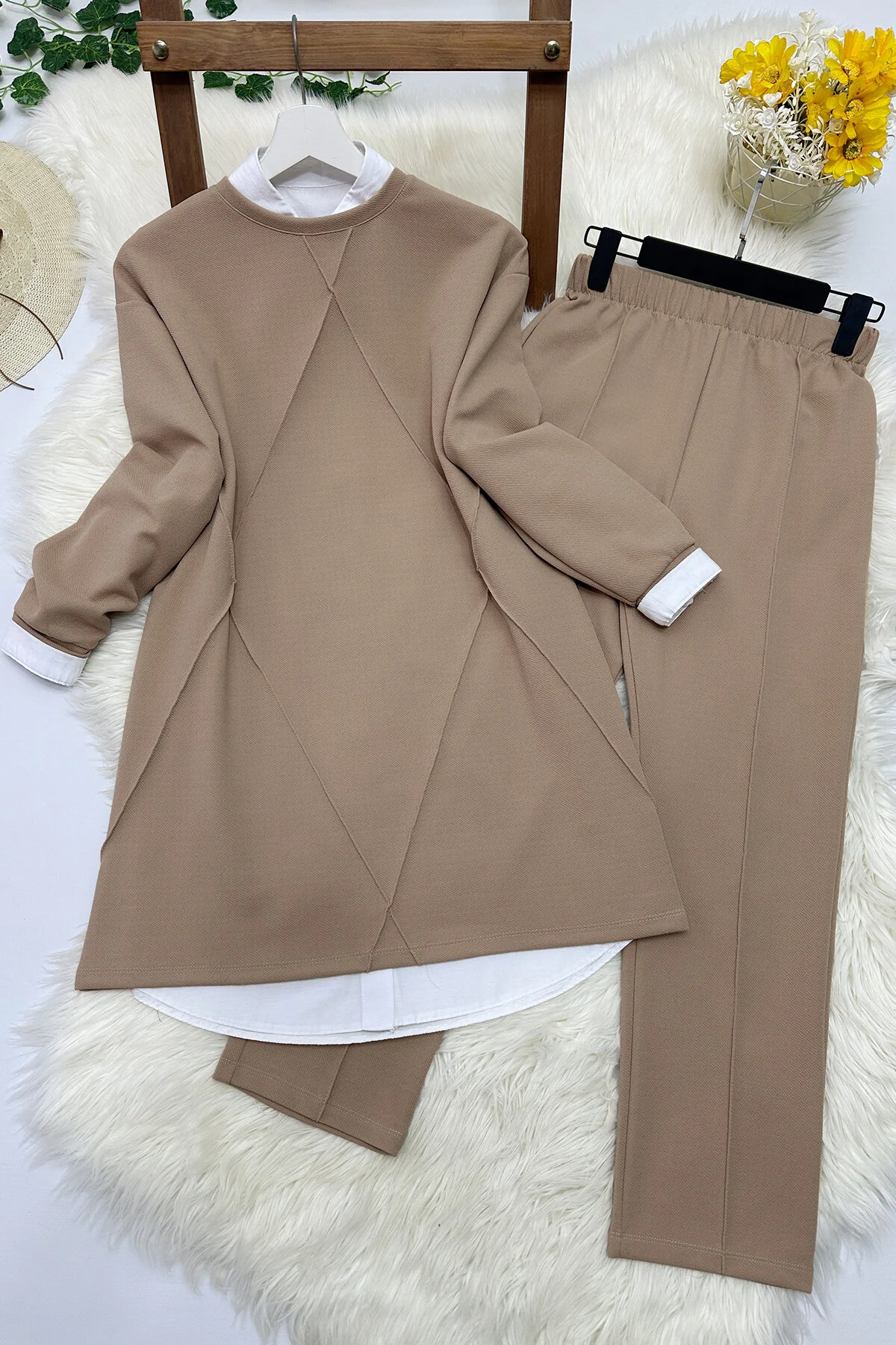 MODAQU  Çimalli Crepe Doppelset - Kamel