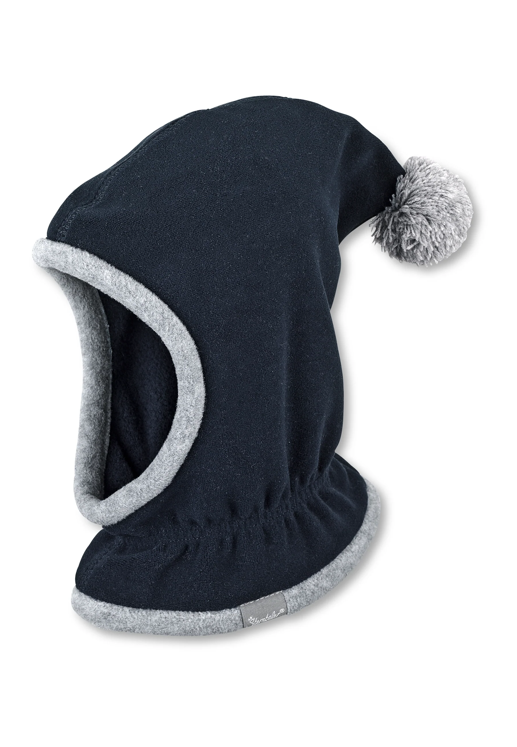 Schalmütze aus Fleece mit Zipfel und Bommel