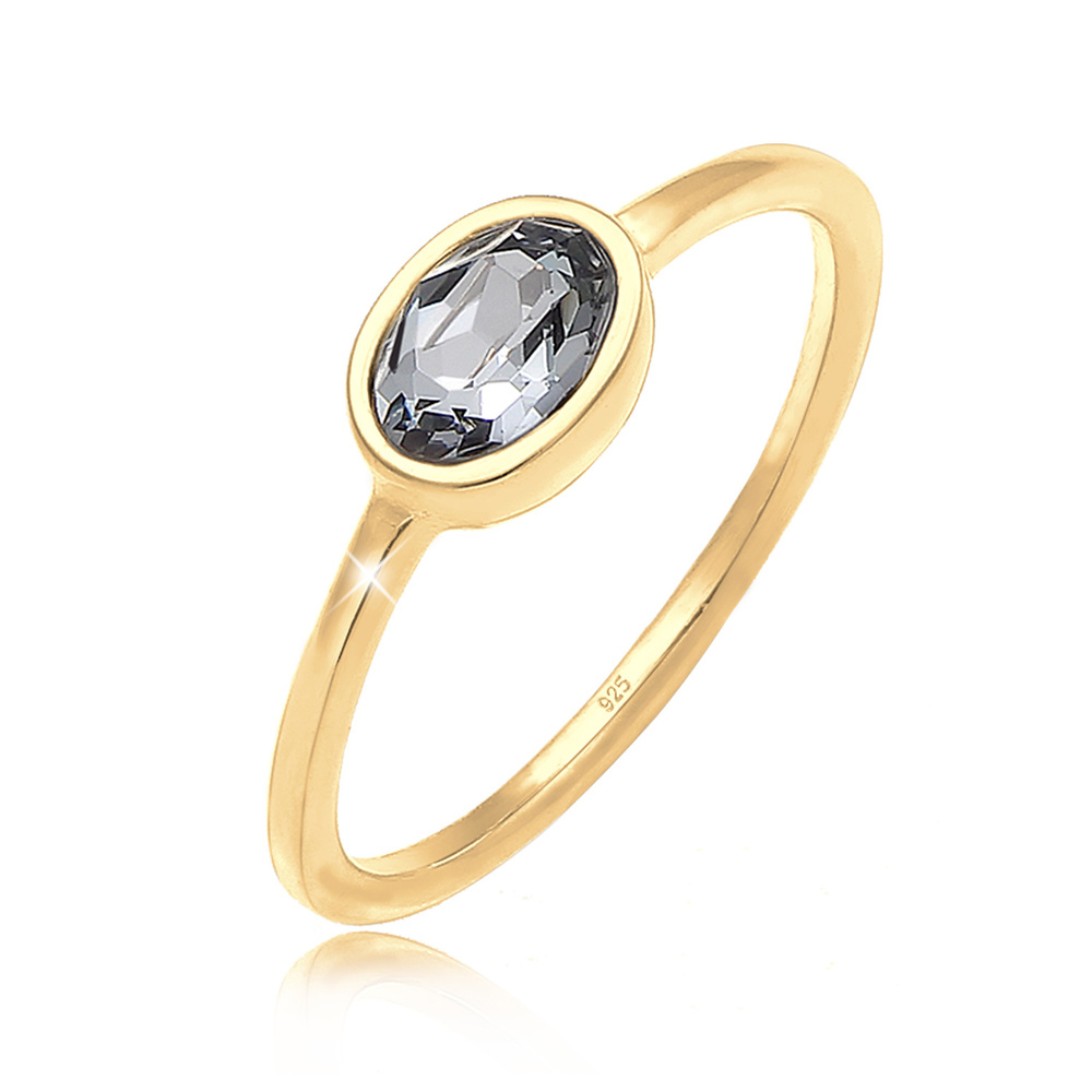 Elli Elli Bague Femmes bande classique avec cristal en argent sterling 925 Bague