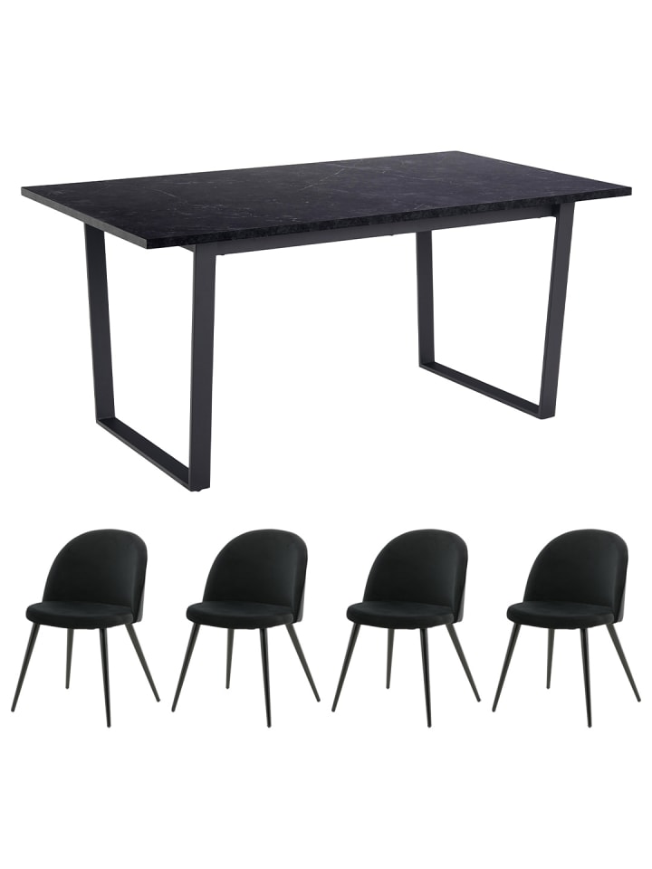 ebuy24 Essgruppe Tilst (5-teilig) Schwarz 160 x 90 cm günstig kaufen onesize