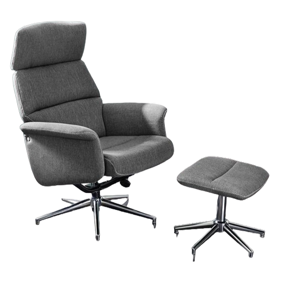 Relaxsessel Rahel mit Hocker Grau