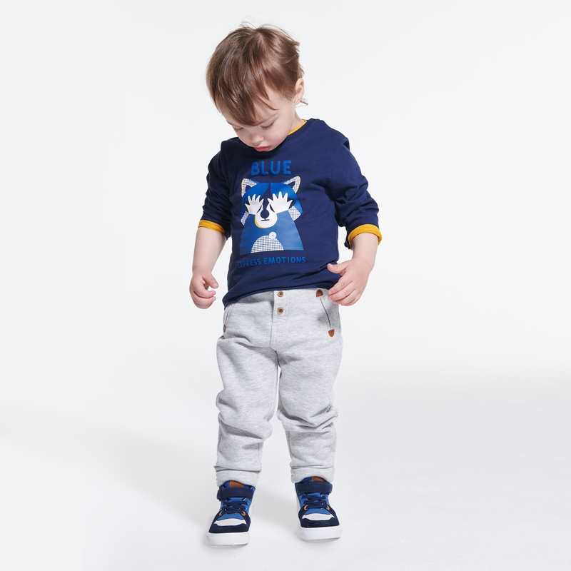 Jogpant molleton coton bio couleur gris bébé garçon