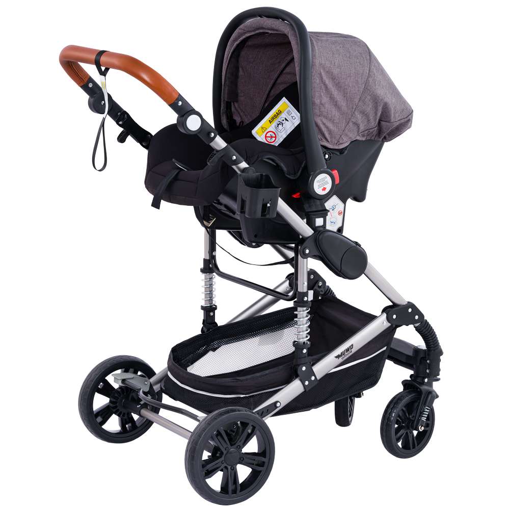MUWO 3 in 1 Kombi-Kinderwagen Komplettset grau