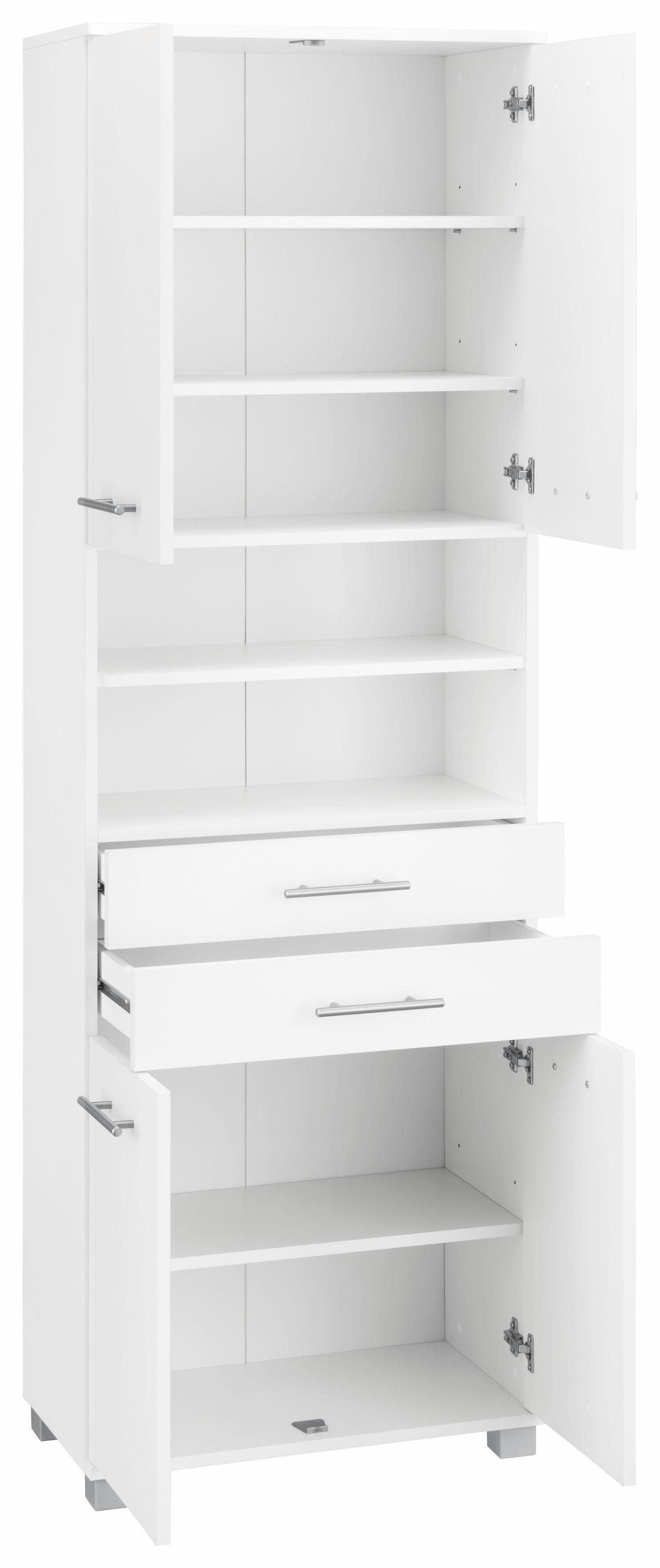 Schildmeyer Hochschrank Emmi Breite 60 cm, Metallgriffe, mit 2 Schubkästen