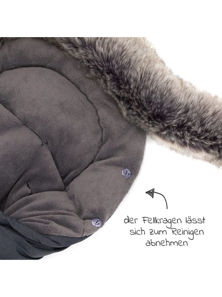 Zamboo Universal Thermo-Fleece Fußsack mit Fellkragen in grau günstig kaufen onesize