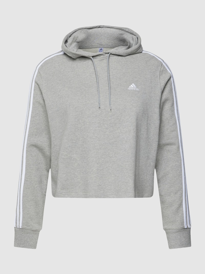 PLUS SIZE cropped Hoodie mit Label-Detail in mittelgrau meliert