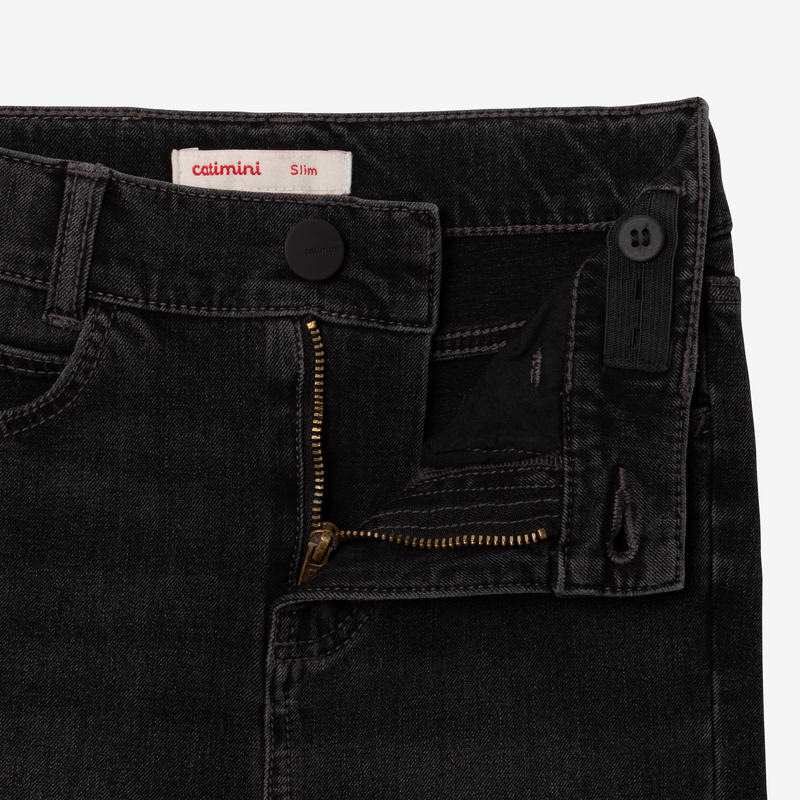 Jean fille slim gris broderies Catimini