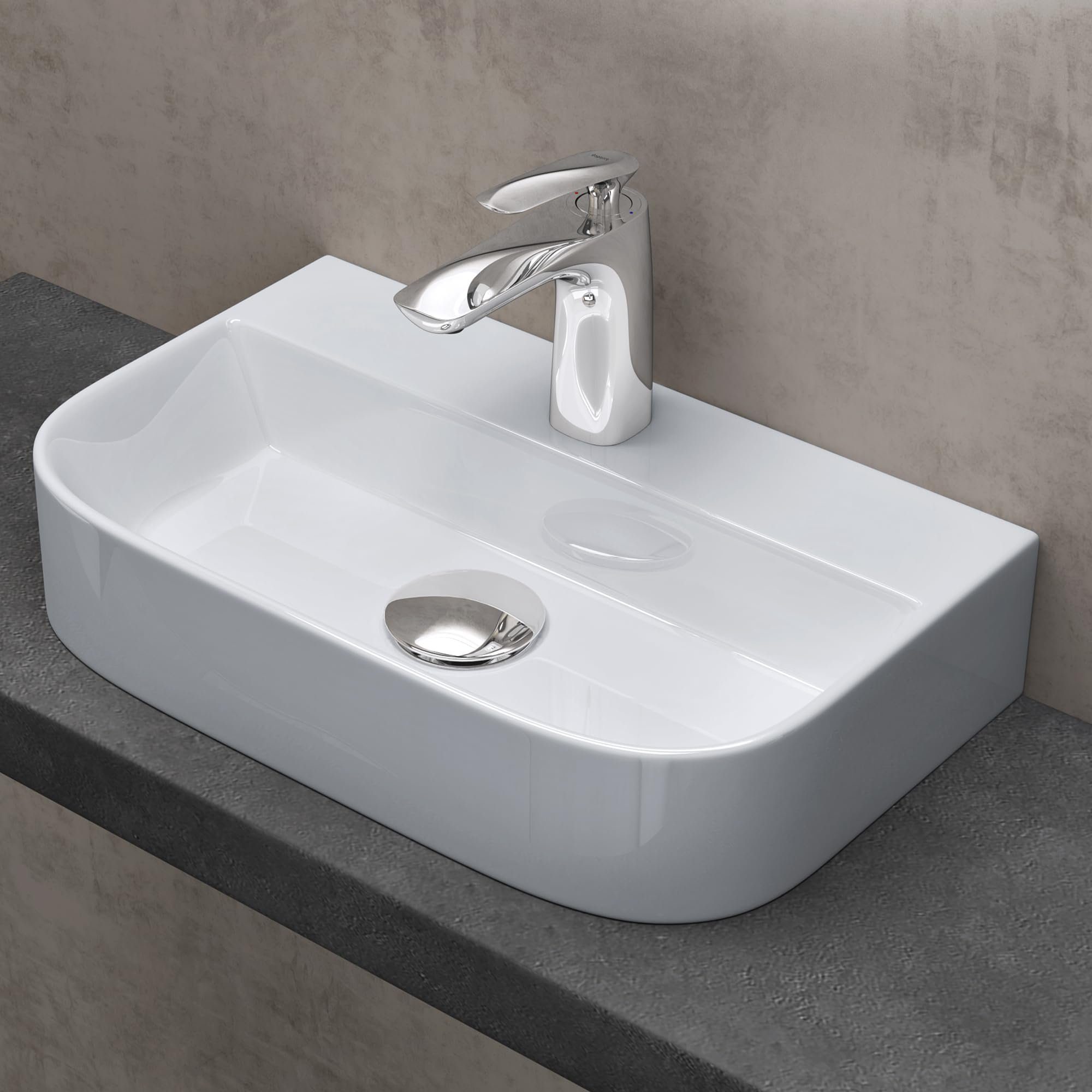 doporro Aufsatzwaschbecken Hängewaschbecken Keramik Gäste-WC Handwaschbecken Brüssel003