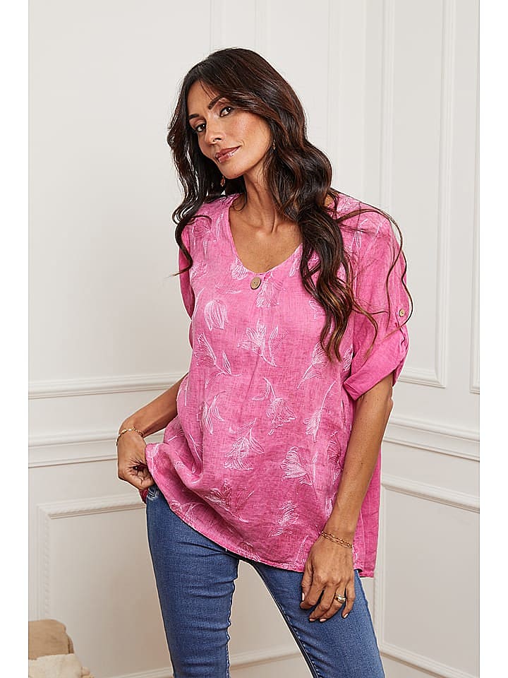 Joséfine Leinen-Bluse in Pink günstig kaufen M