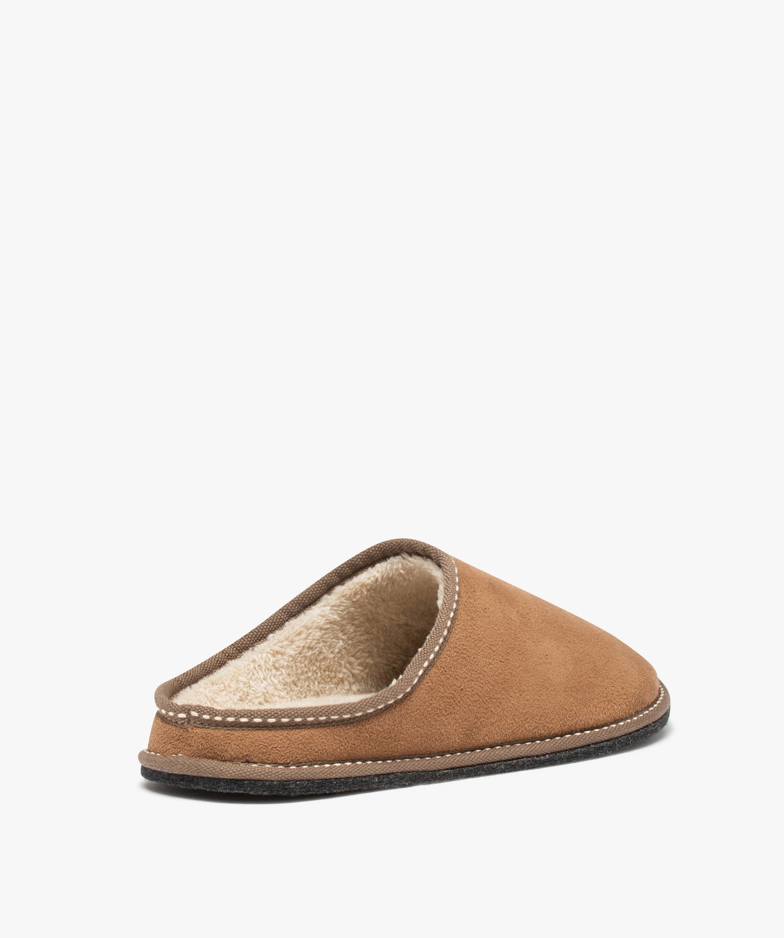 Chaussons homme mules couvrantes en suédine unie marron | GEMO