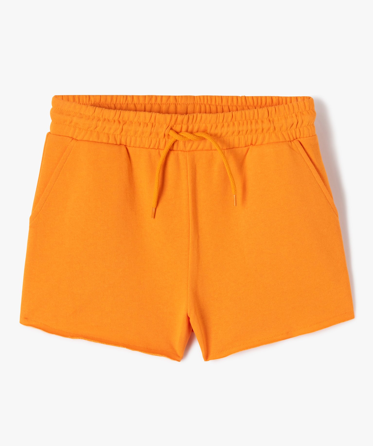 Short fille en maille avec ceinture élastique orange | GEMO