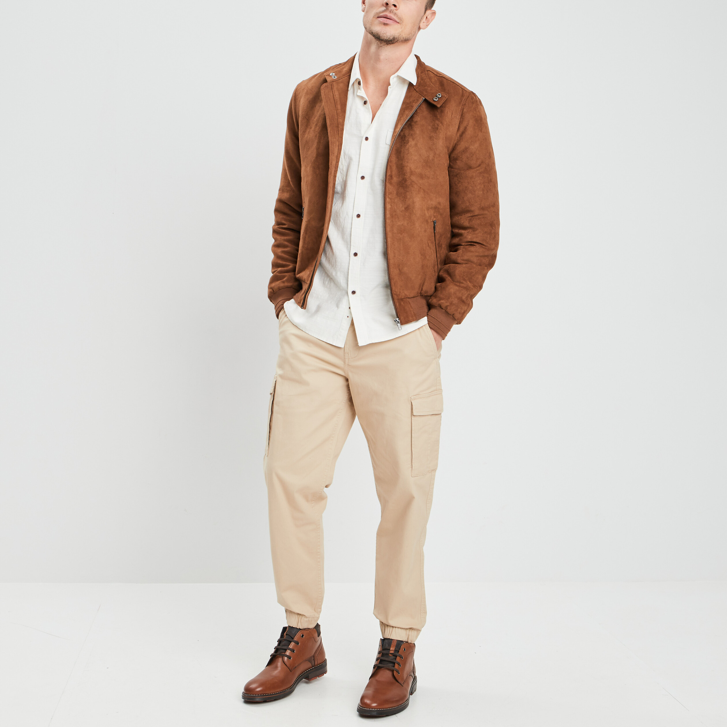 Chemise manches à revers Trappeur ivoire homme | La Halle