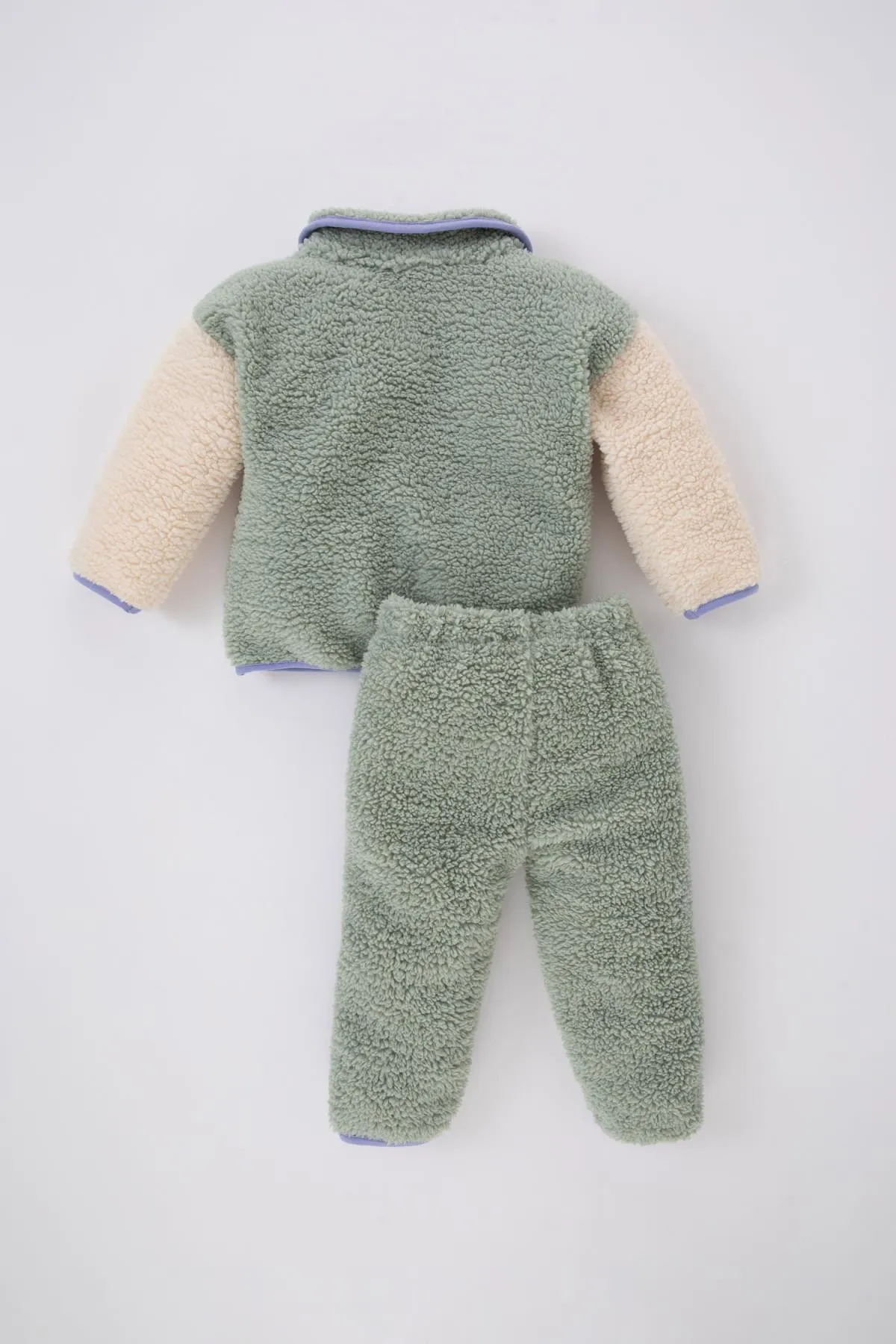 DeFacto  Baby-Mädchen-Plüsch-Sweatshirt-Jogginghose mit hohem Kragen, 2er-Set