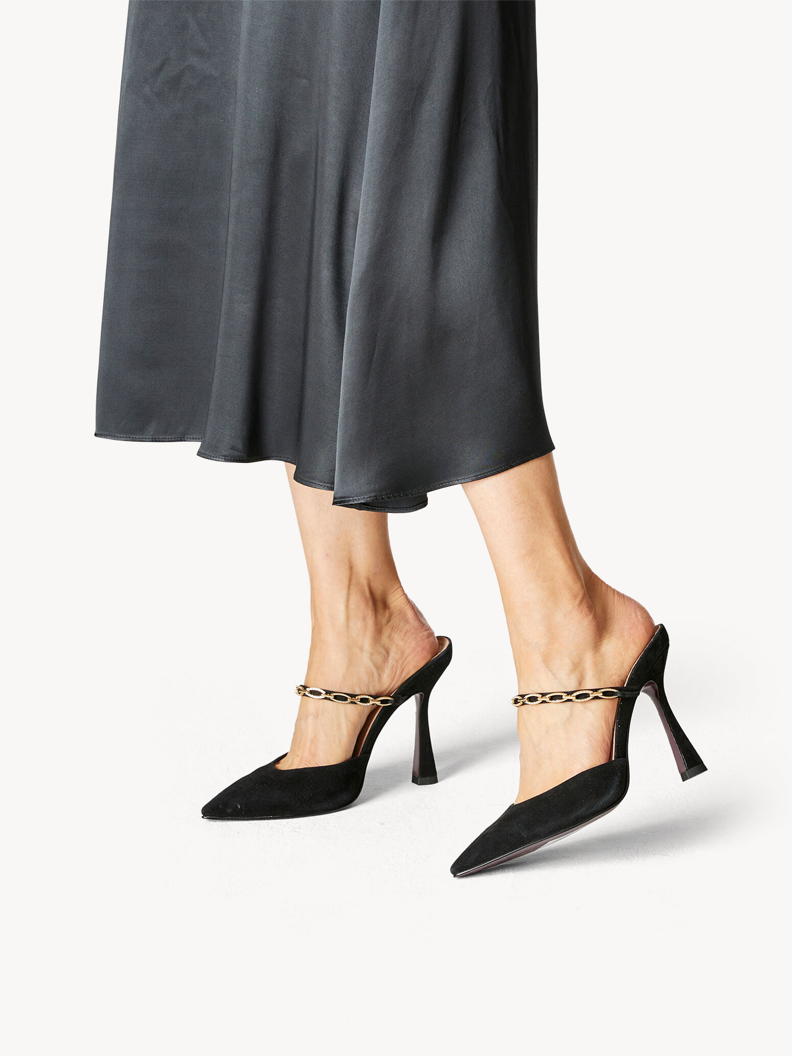 Sandale à talon en cuir - noir