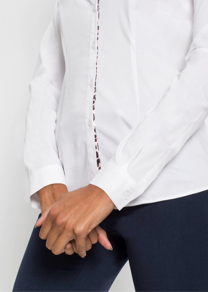 Bluse mit Leo-Satin Einsatz