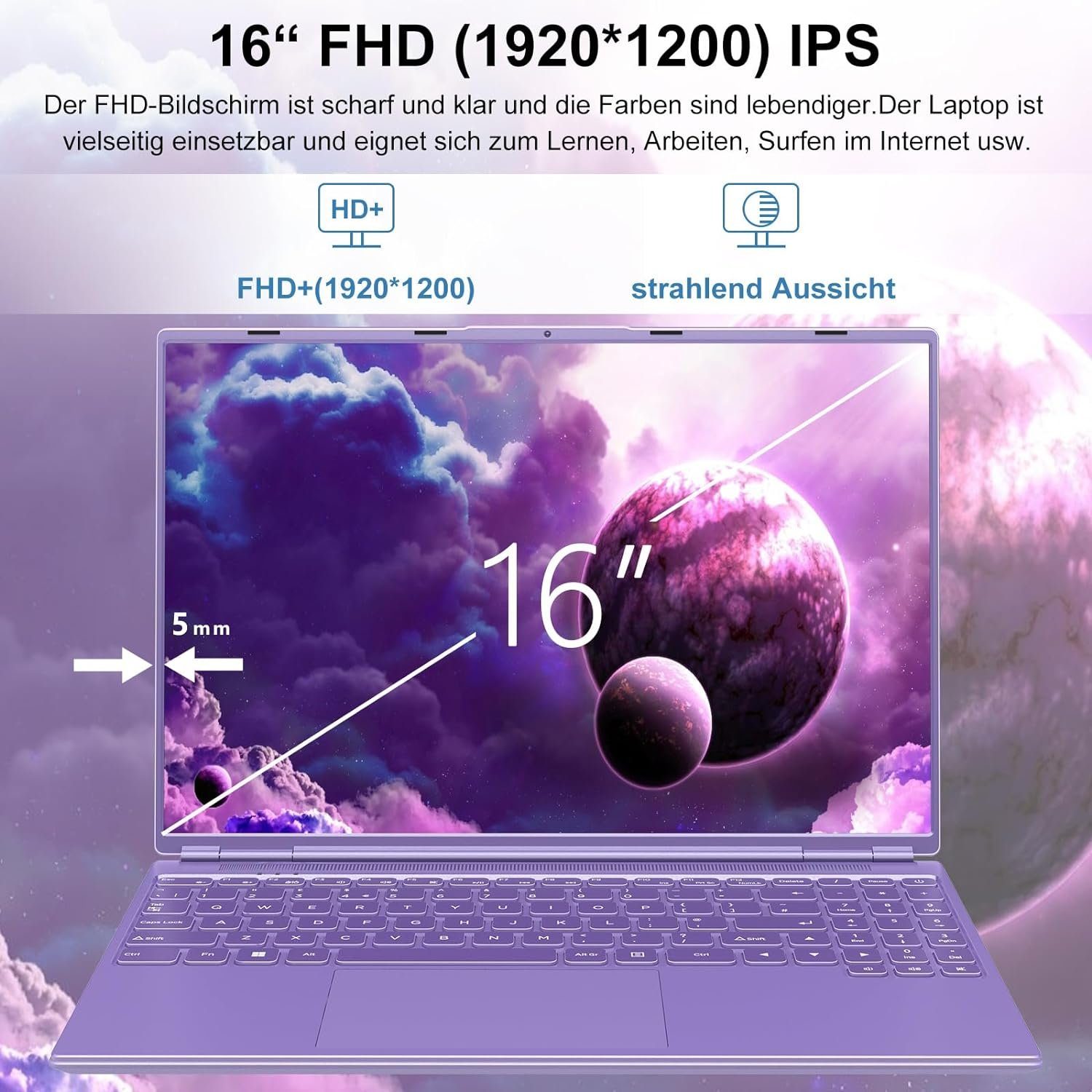 AOCWEI A6 Notebook (Intel Celeron N5095, 512 GB SSD, FHD 2,9GHz beeindruckende Grafik Perfekt für effizientes Multitasking)