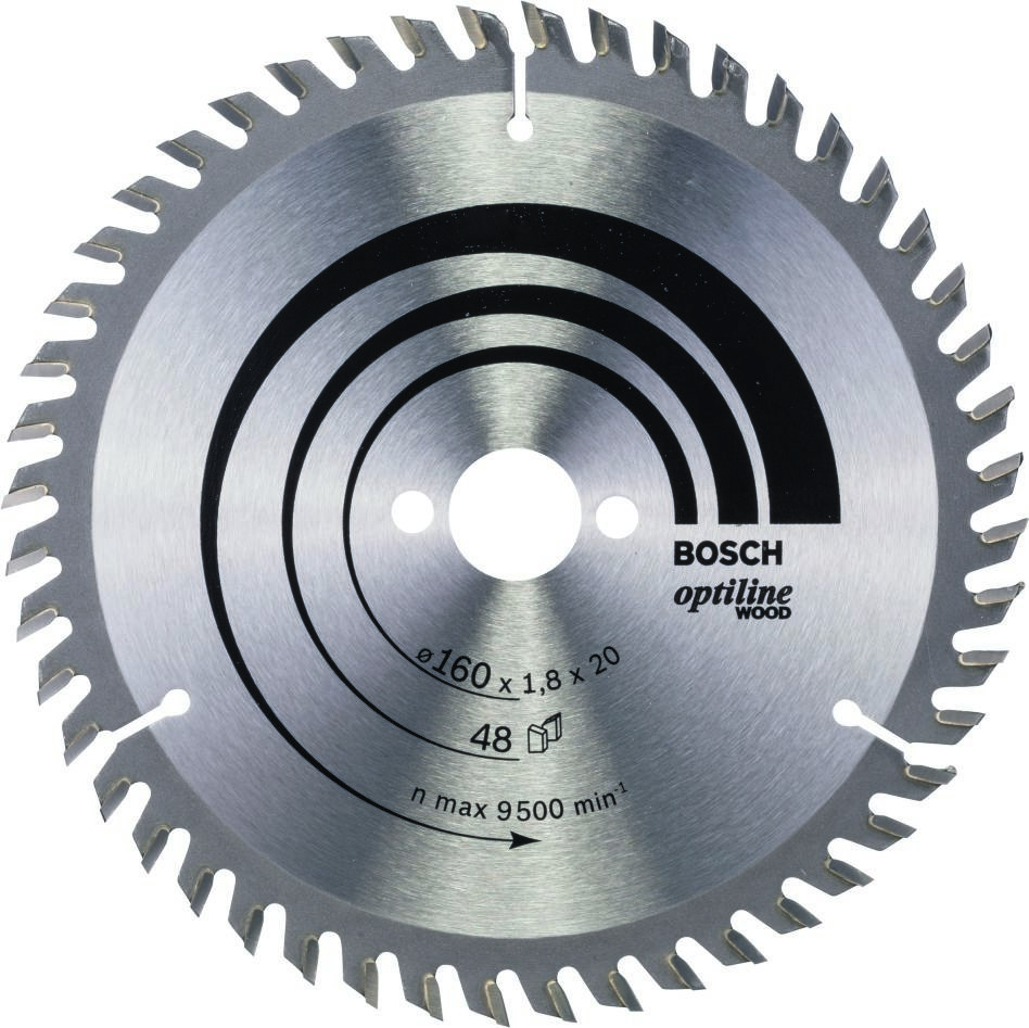 Bosch Blue Accessories 2608641172 Λεπίδα κυκλικού πριονιού 160 x 20 x 48T Optiline Wood