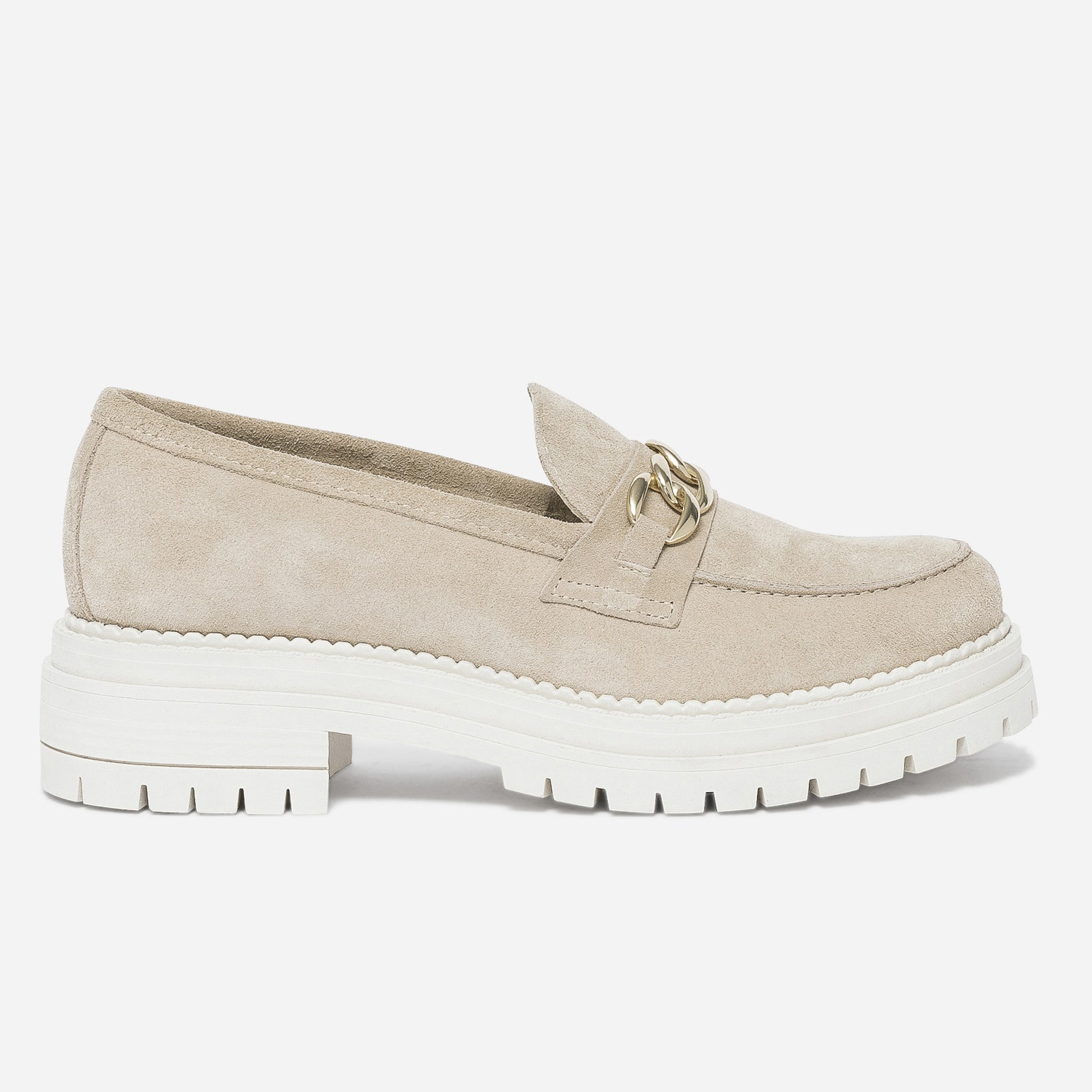 Mocassin TEXTO beige cuir velours semelle épaisse