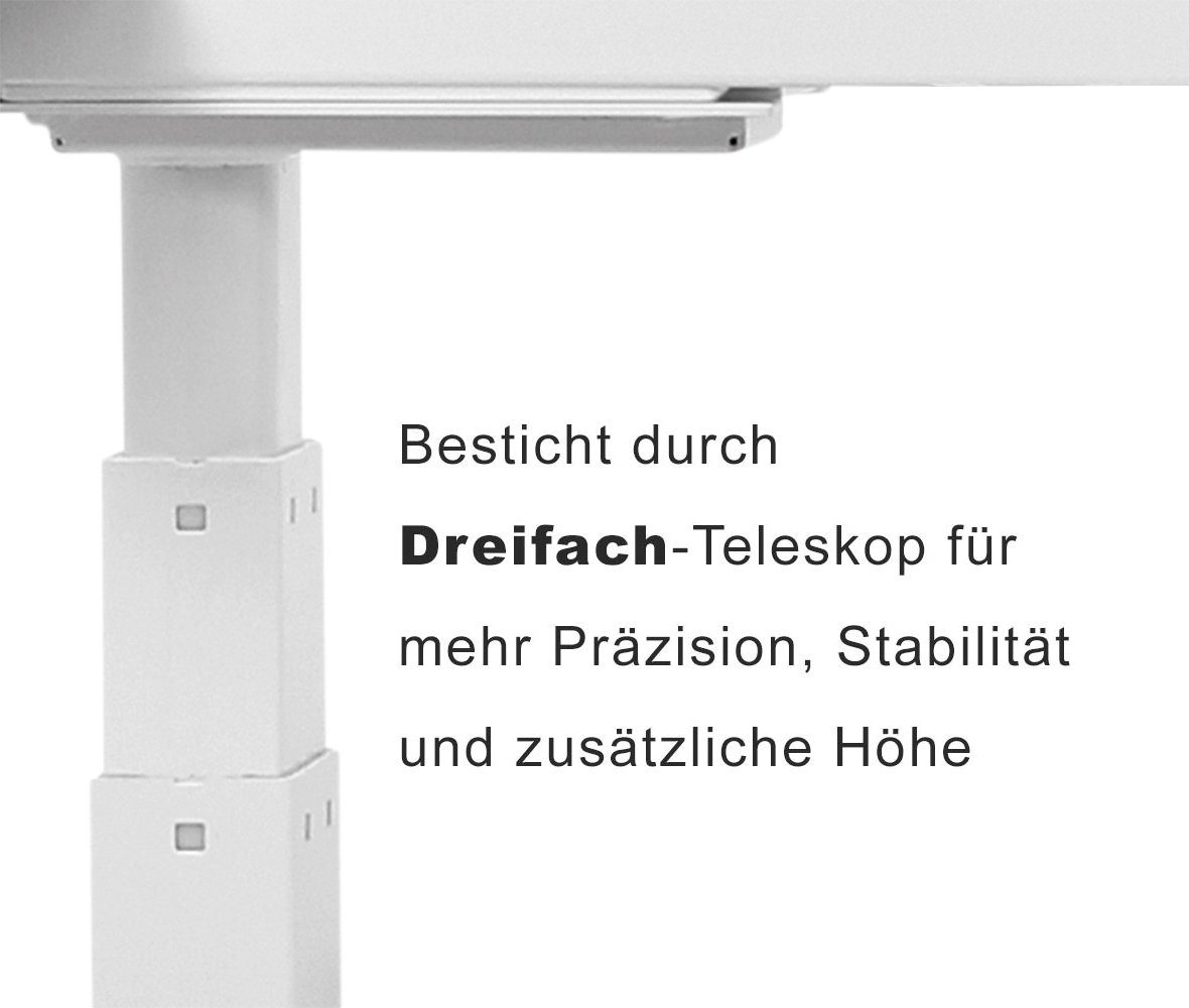 exeta Schreibtisch Exeta ergoPRO Elektrisch höhenverstellbarer Schreibtisch mit 2 Motoren, elektrische Höhenverstellung von 63cm bis 125cm,flexible Gestellbreite