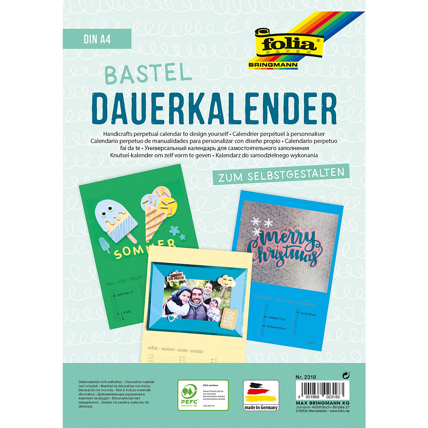 folia Dauerkalender, bunt, 21 x 29,7 cm