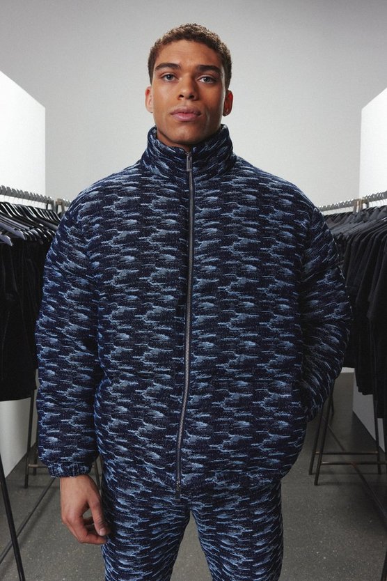Kastige Denim-Steppjacke