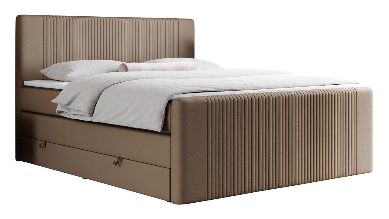 MKS MÖBEL Boxspringbett KING DOREN, mit zwei Bettkästen und einer Multipocket-Matratze