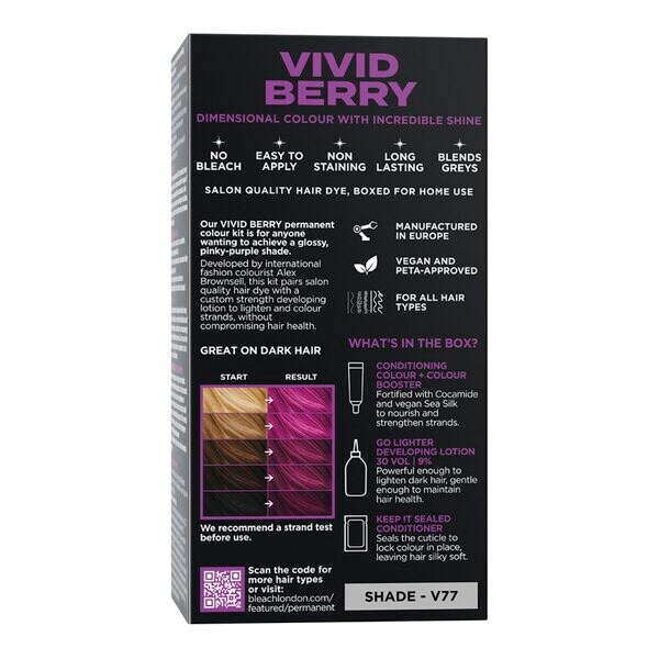 No Bleach London Vivid Berry tartós vegán hajfesték készlet