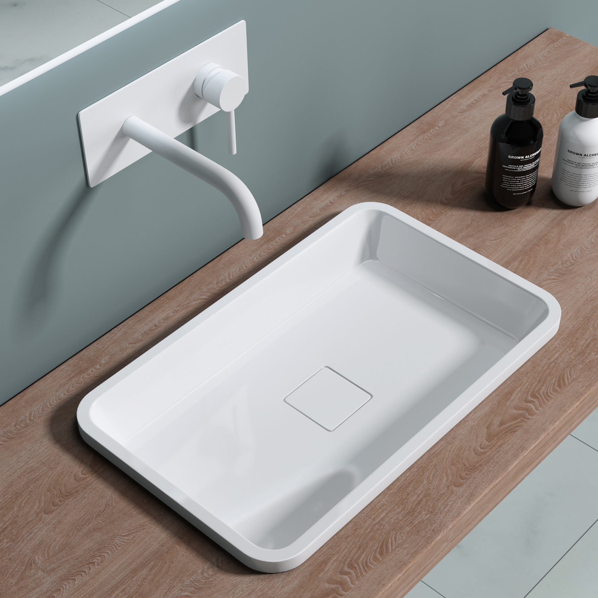 doporro Einbauwaschbecken Colossum104 Einbauwaschbecken Gussmarmor mit Ablaufabdeckung
