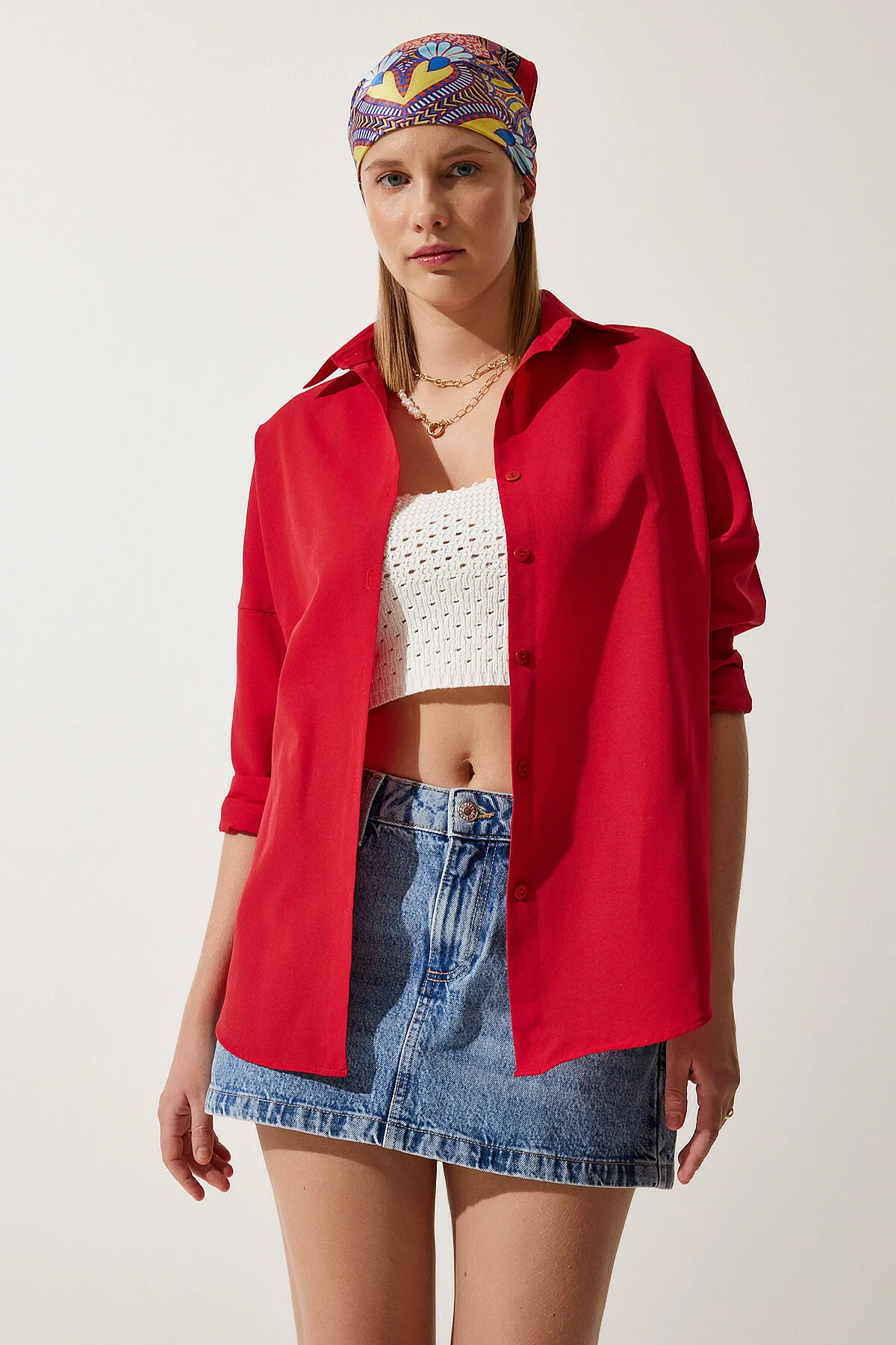 Happiness İstanbul  Hemd - Rot - Oversized
