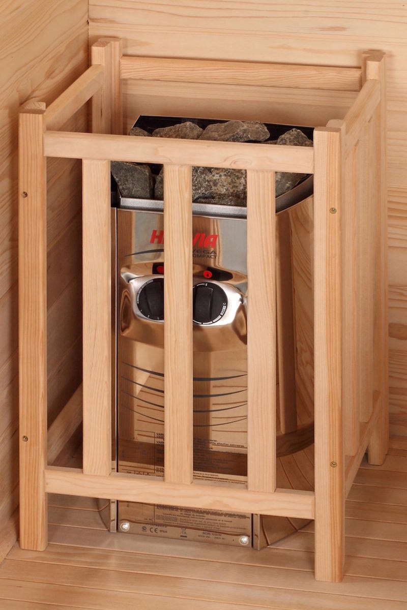 PureHaven Finnische Sauna 208x200x200 cm Harvia Saunaofen für 5 Personen Hemlockholz komplettes Zubehör Saunasteine Glastür Thermometer Beleuchtung