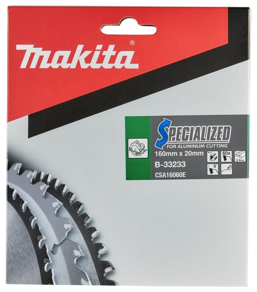 Makita Tilbehør B-33233 HM Sagblad Spesifikasjon Aluminium 160 x 20 x 60T