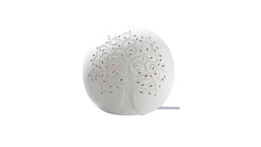 GILDE Lampe Kugel Lebensbaum Ø16cm weiß