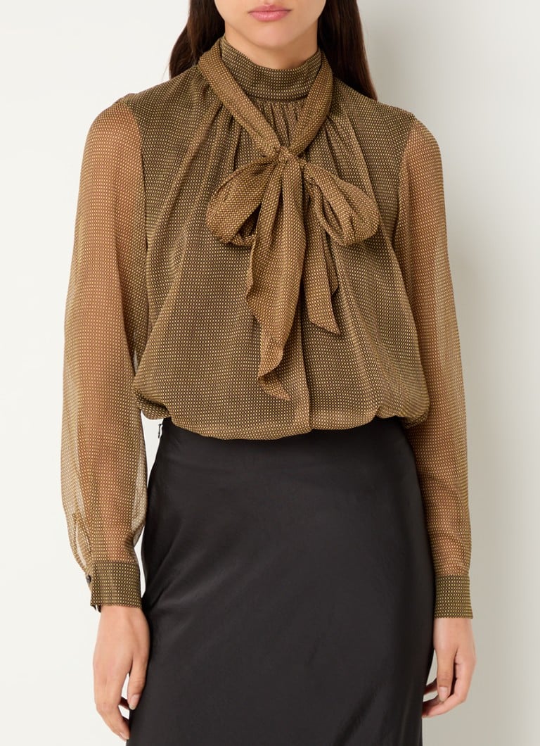 Claudie Pierlot Semi-transparent top with checked design and shawl collar