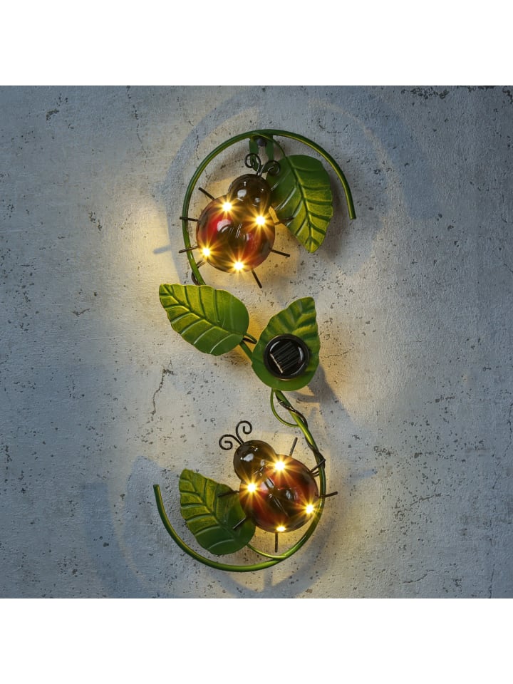MARELIDA LED Solar Wanddeko mit Marienkäfern für Hauswand H: 30cm in grün, rot günstig kaufen onesize