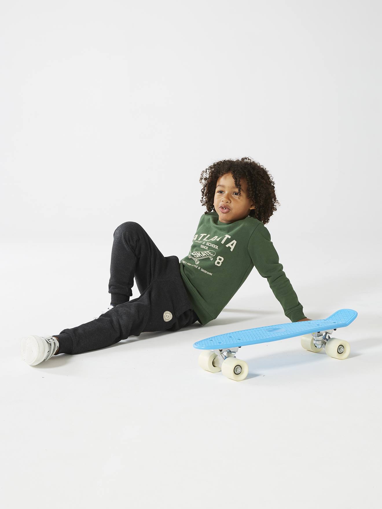 Sweat Basics motifs graphiques garçon blanc chiné