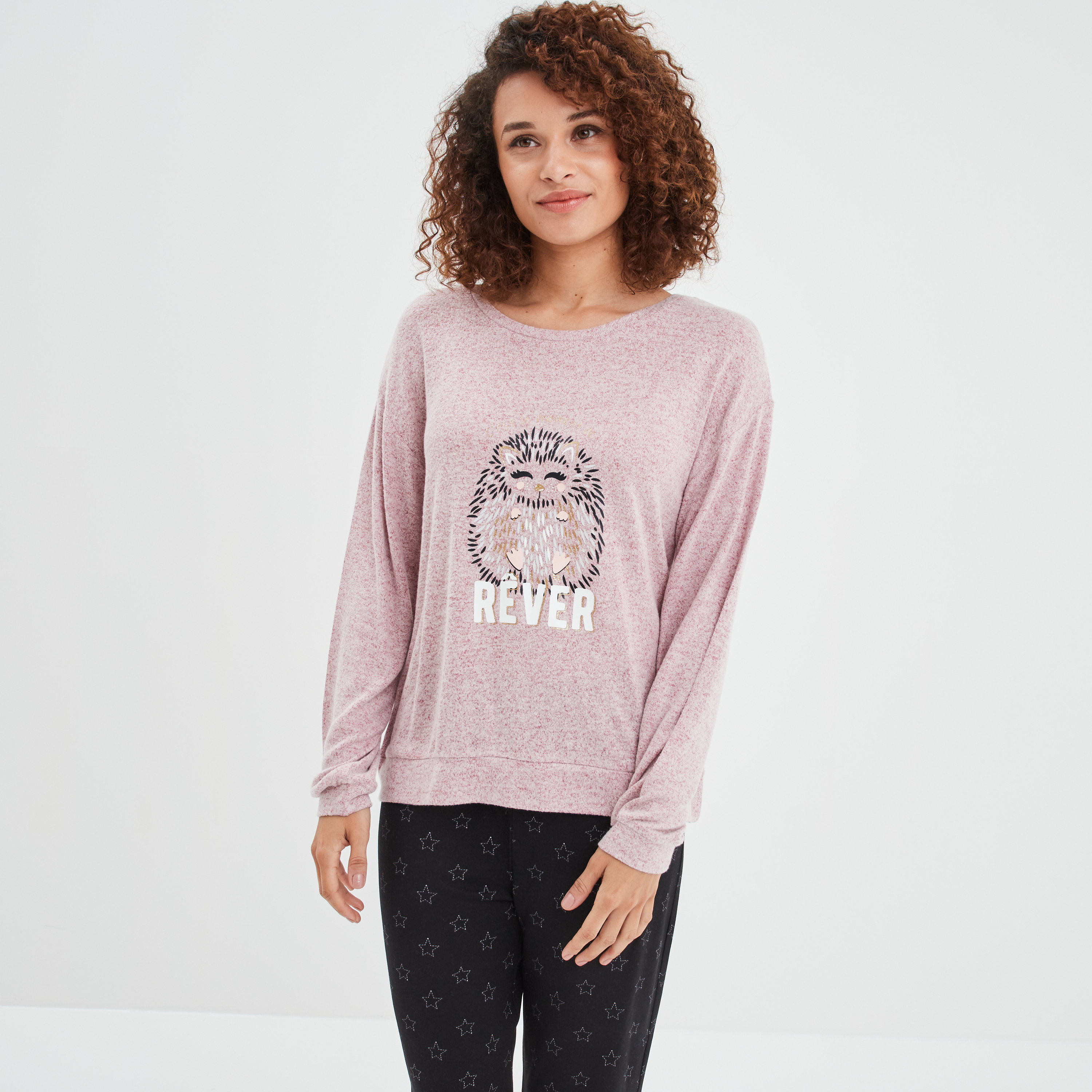 Ensemble pyjama 2 pièces rose framboise femme | La Halle
