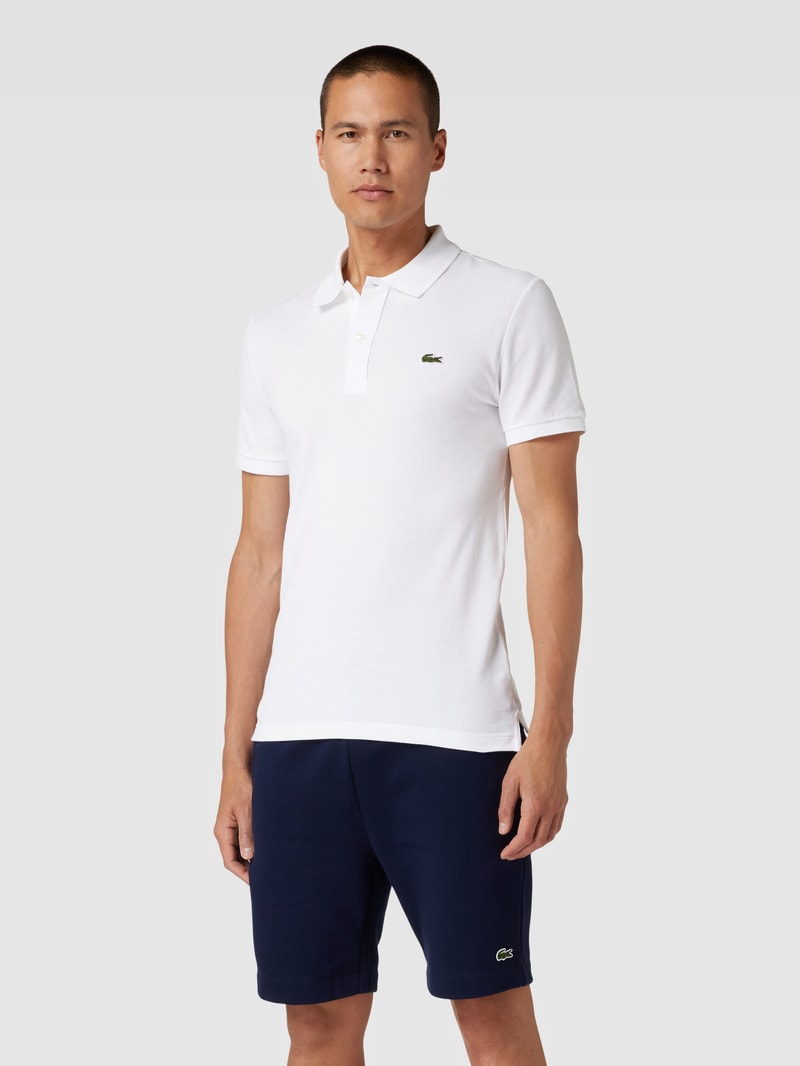 Poloshirt mit Logo-Stitching in weiß