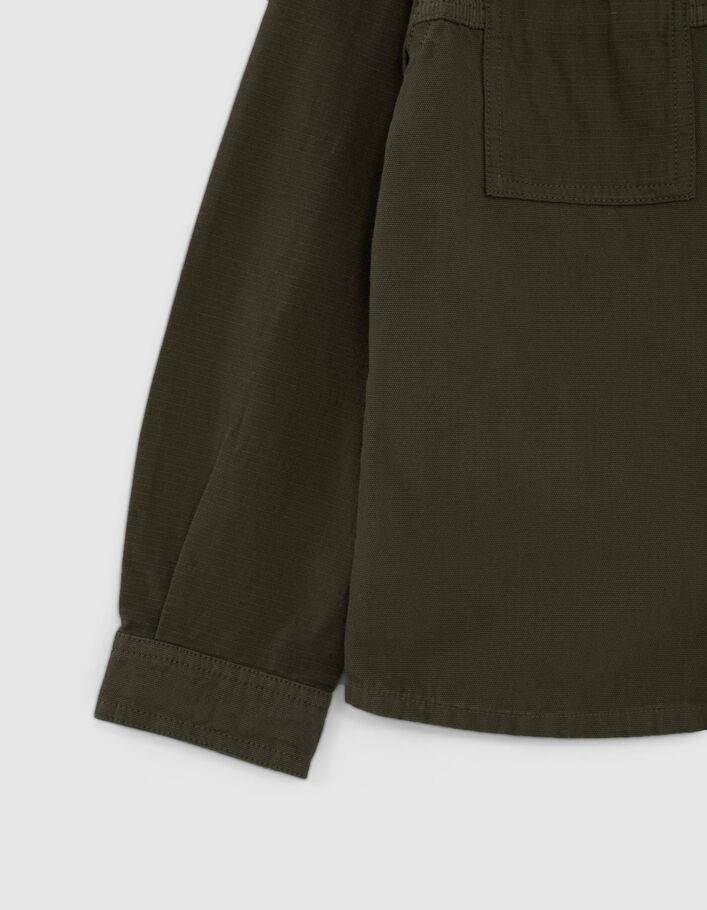 Chemise kaki bi matière en velours et canvas garçon