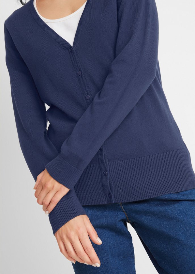 Basic Feinstrickjacke mit Knopfleiste