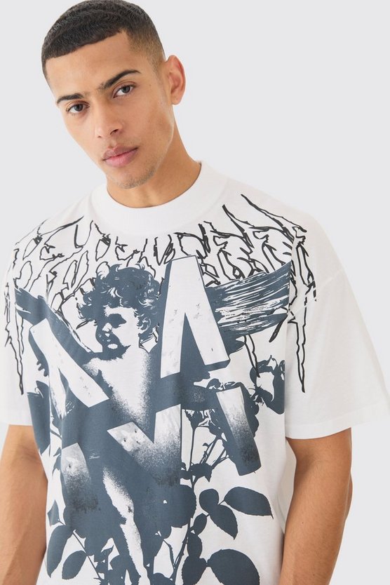Oversize T-Shirt mit Renaissance-Print