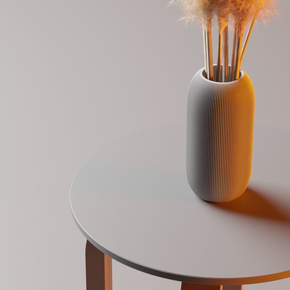 Dennismaass. Dekovase VASE PILLE, wundervolle Rillen, für Blumen aller Art, 27cm, dekorative Vase aus dem 3D Drucker