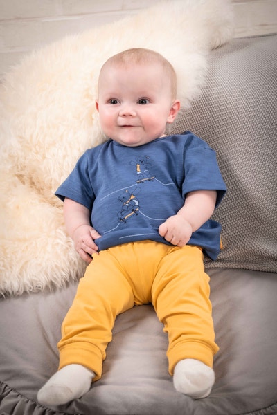 T-Shirt kurzarm, mittelblau für Jungs
