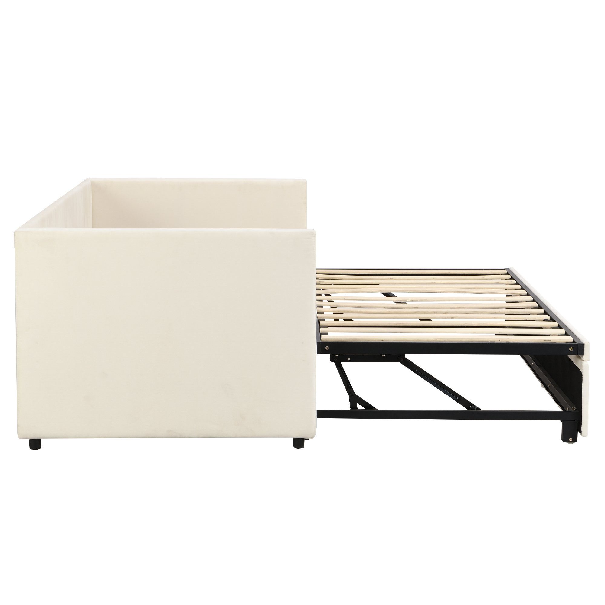 HAUSS SPLOE Polsterbett Tagesbett Polsterbett Kinderbett Schlafsofa Ausziehbares Schlafsofa (mit Lattenrosten, 90/180*200 cm), Samtstoff, ohne Matratze