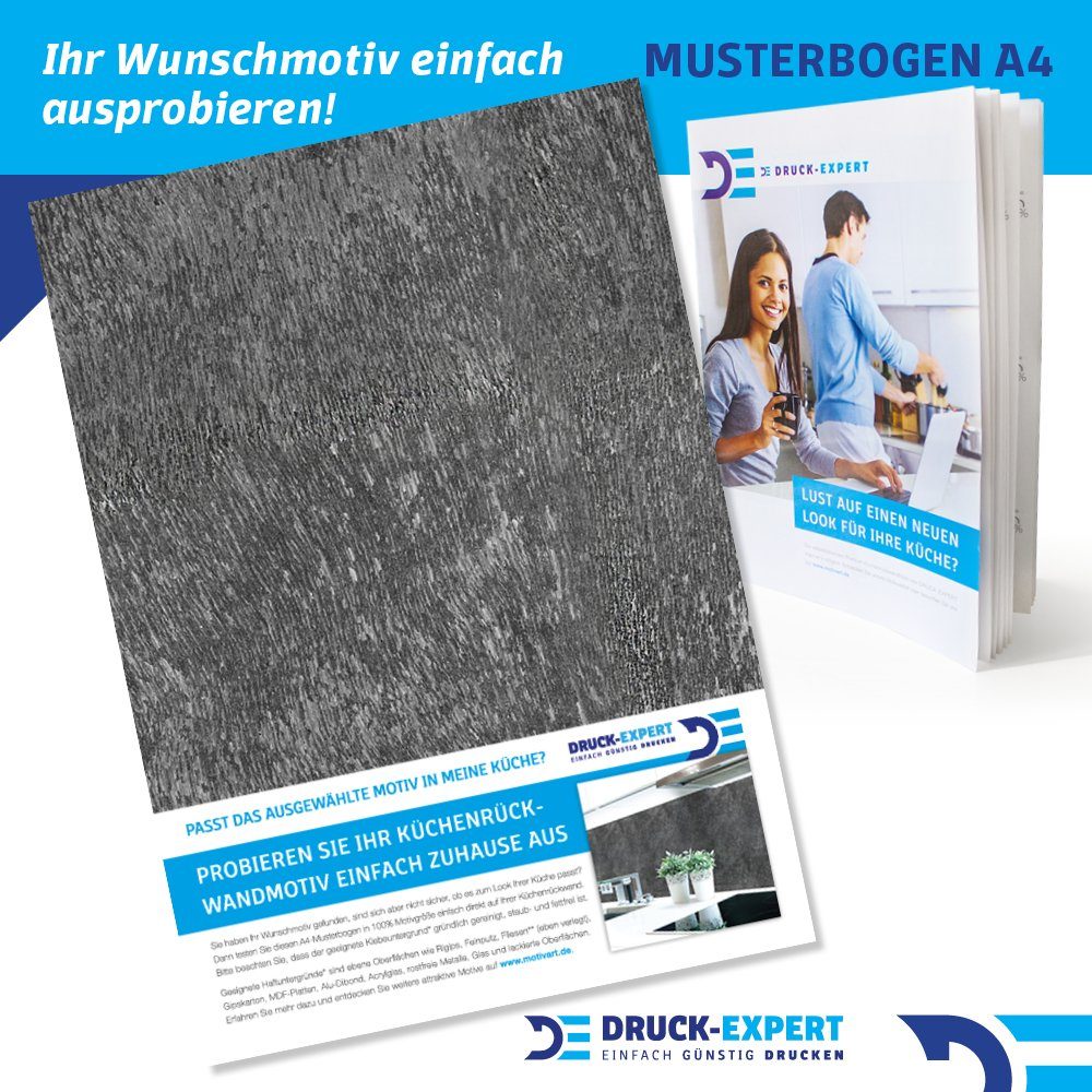 DRUCK-EXPERT Küchenrückwand Küchenrückwand Schieferstruktur Anthrazit Premium Hart-PVC 0,4 mm selbstklebend